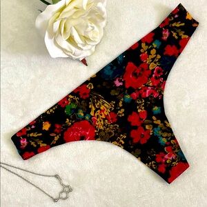 AUDEN | Women’s Black Floral Thong Panties Size Medium M